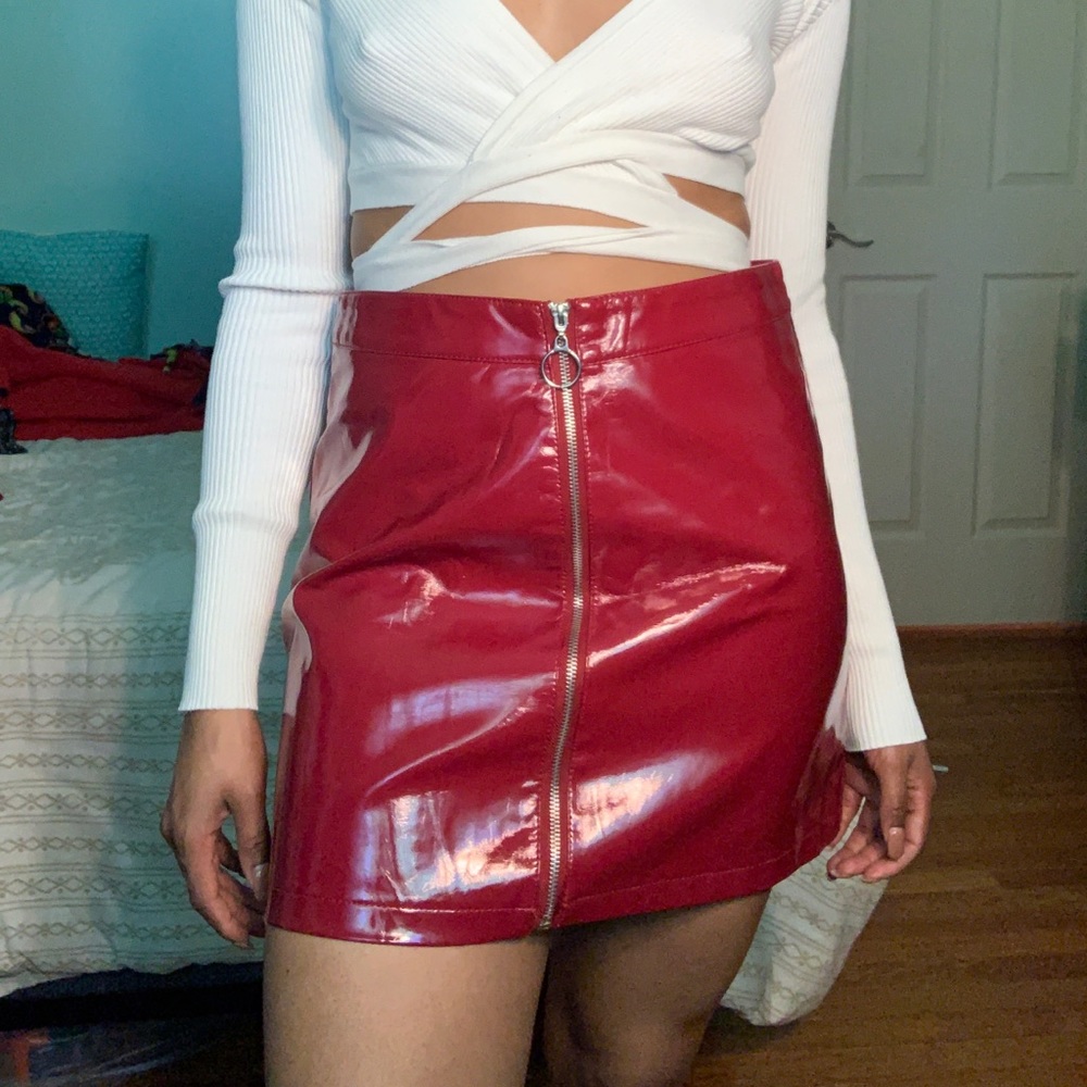 Red Patent Leather Skirt